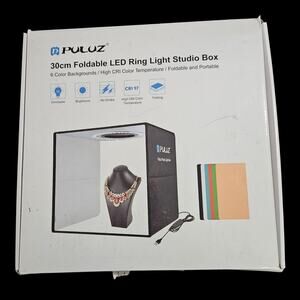 Puluz 30cm Foldable LED Ring Light Studio Box w/ 6 Backgrounds CRI97 USB Powered